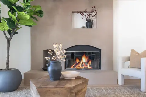 Fireplace detail in an ADU living room