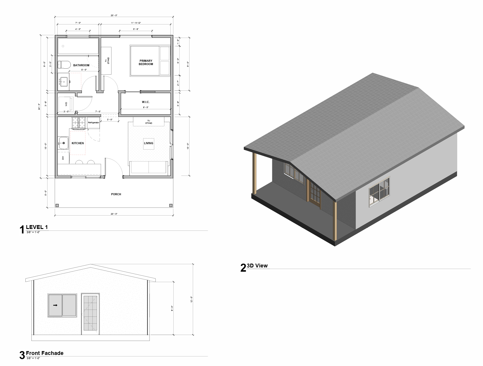 Atlas 480 SQFT ADU Floor Plan view 2