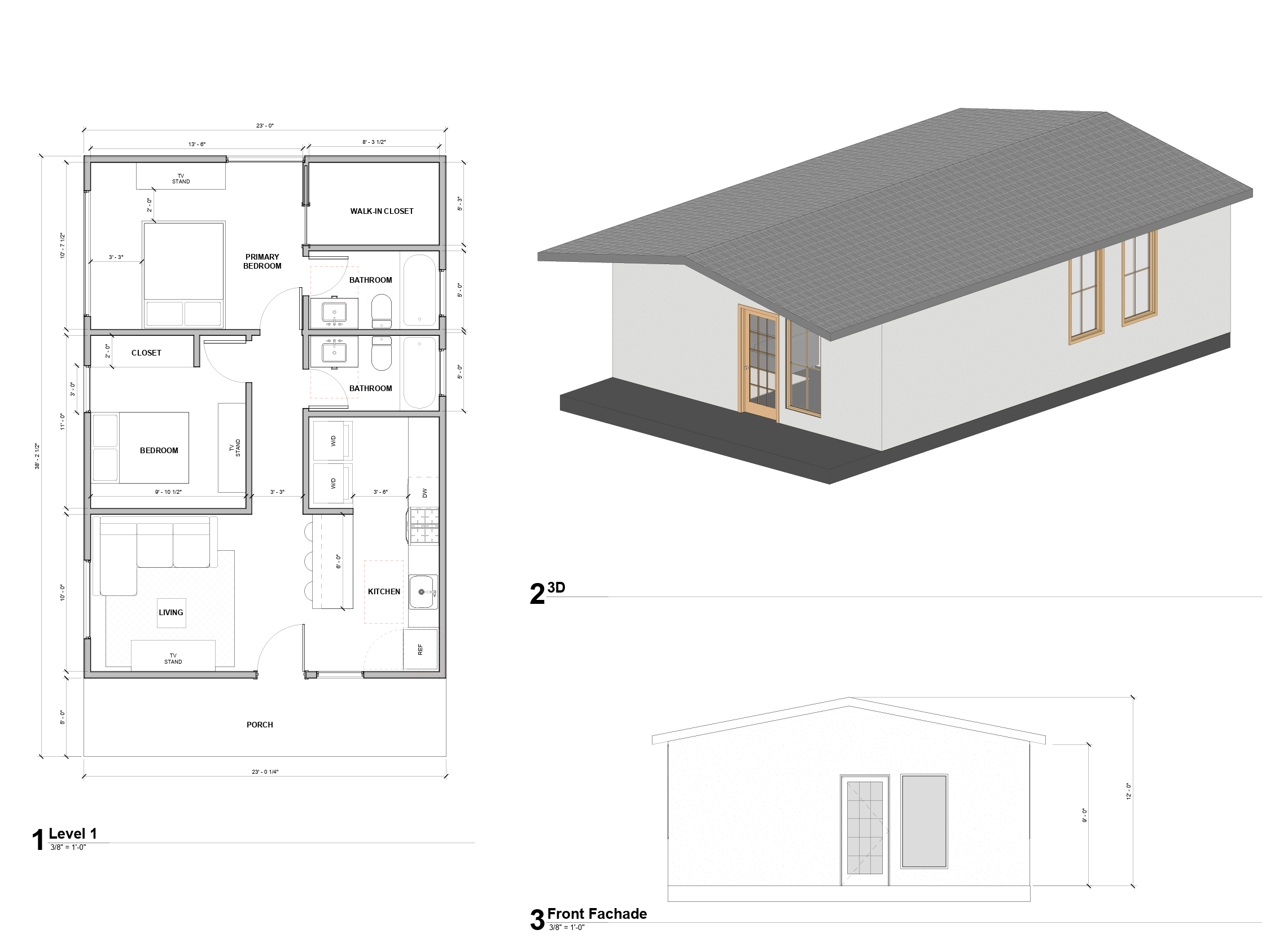 Granada 749 SQFT 2 Bed 2 Bath ADU Floor Plan view 2