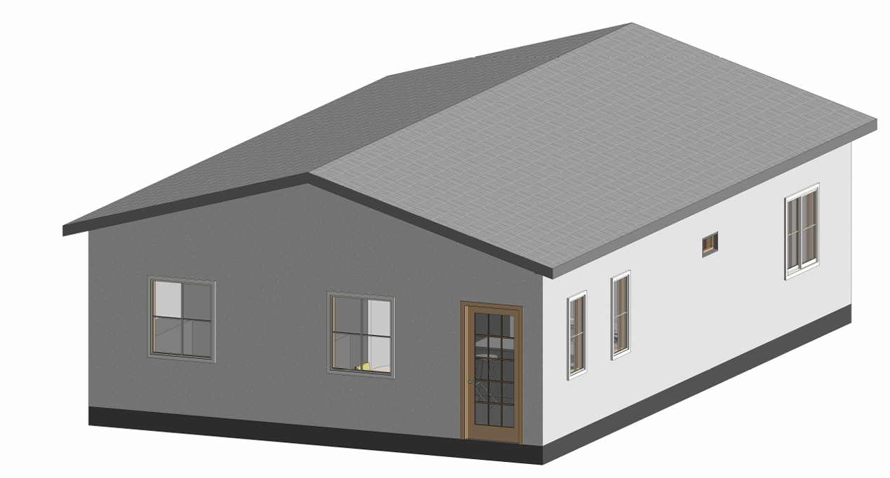 Malibu ADU 3D exterior view - pitched roof with gable design view 2