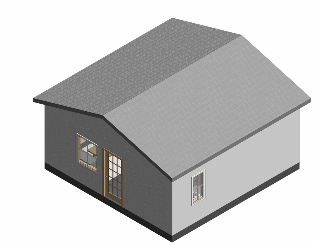 Marina ADU 3D exterior view - gable roof design view 2