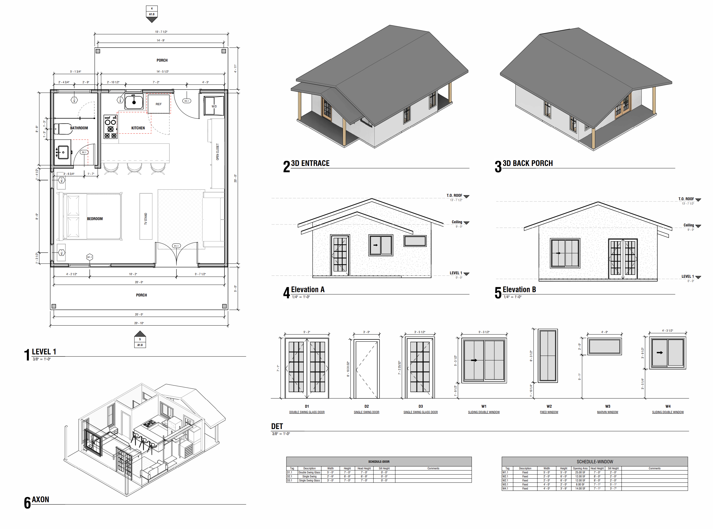 Nebula 400 SQFT ADU Overview with Elevations view 3