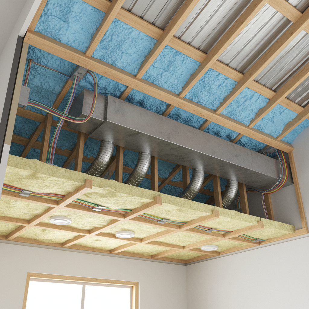 ADU Ceiling Height Requirements in California: What the Code Actually Requires — A cross-section diagram or architectural rendering of an ADU ceiling, clearly s