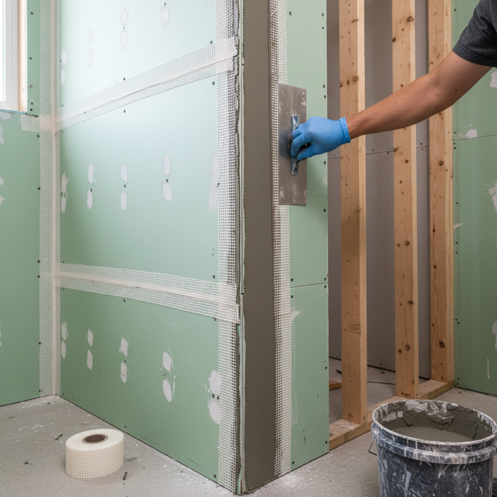 What Is Cement Board and Why It Is Used in ADU Wet Areas — An ADU bathroom shower wall under construction, showing a section where cement board is installed and