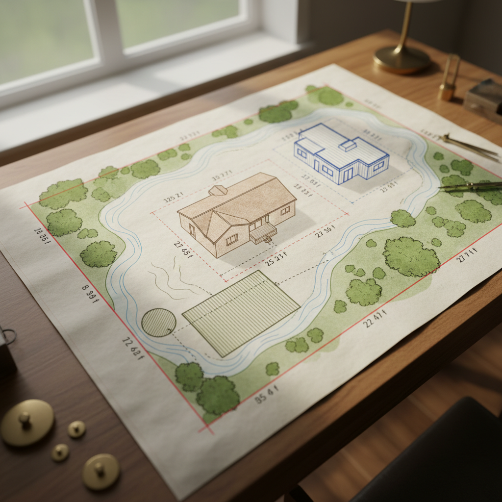 Building an ADU with a Septic System: Your Essential Guide — An aerial or overhead view of a property plan, highlighting the main house, a proposed ADU, and the