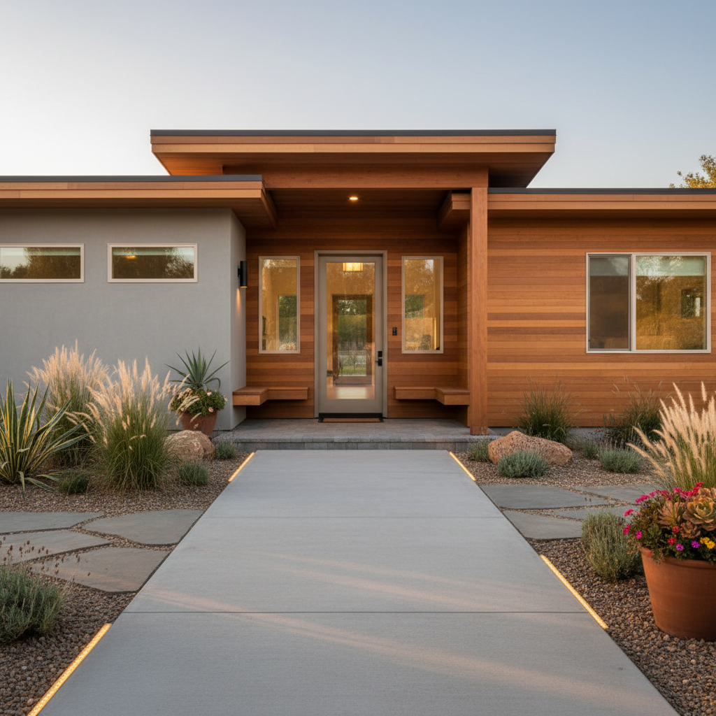 Accessible ADUs: Requirements & Design Benefits in CA — An exterior view of an ADU's entry, emphasizing accessibility. A wide, well-maintained pathway leads to
