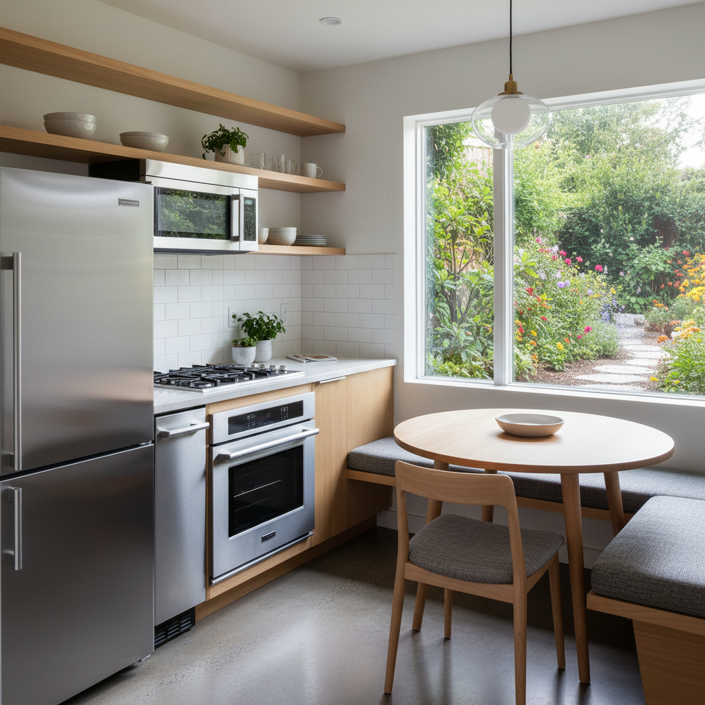 What Is a Backyard Cottage and How Is It Classified as an ADU in California? — A detailed interior shot of a well-designed, compact ADU kitchen, showing modern