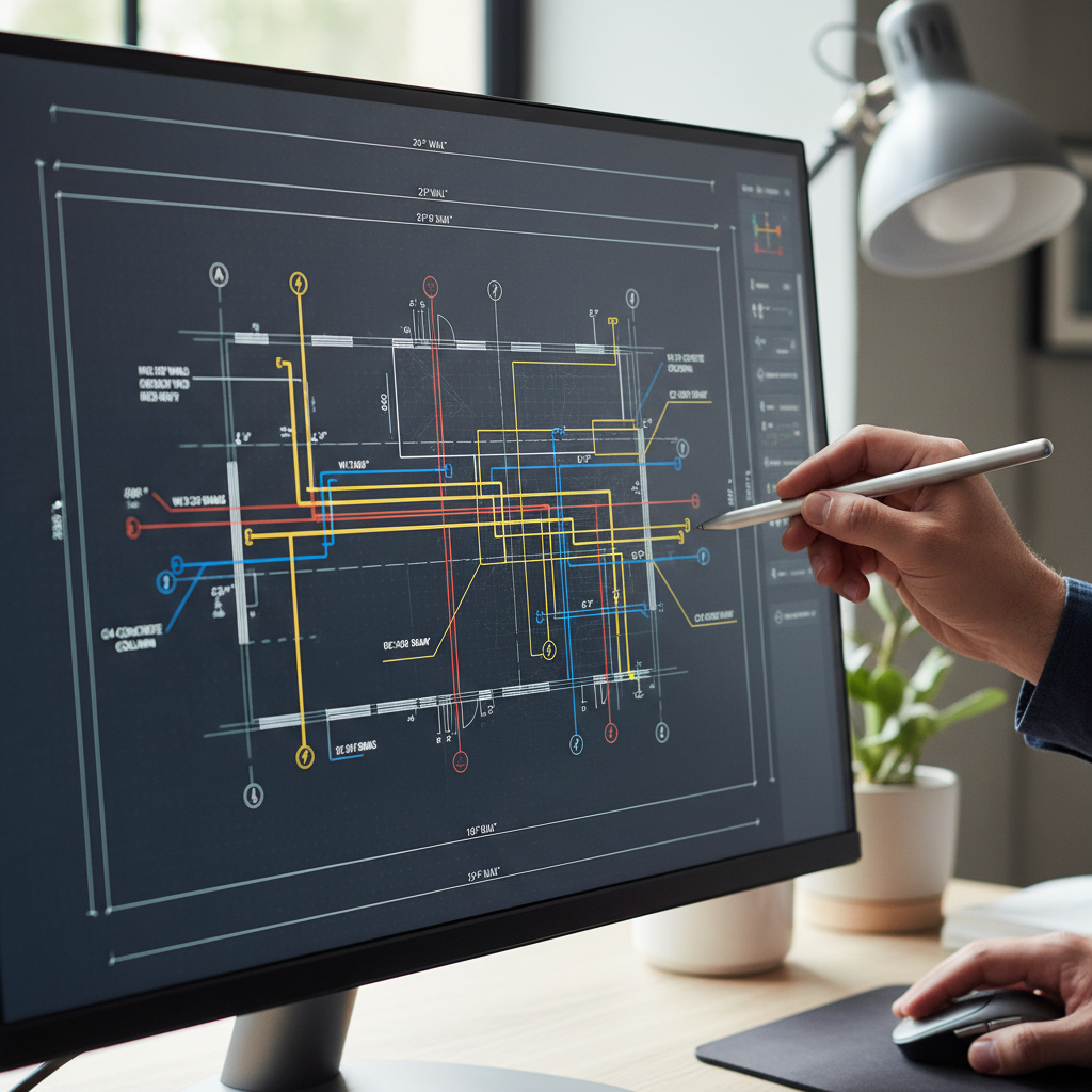 What Are As-Built Plans and Why Your Garage Conversion Needs Them — A detailed, photorealistic close-up of a digital as-built plan displayed on a computer scree