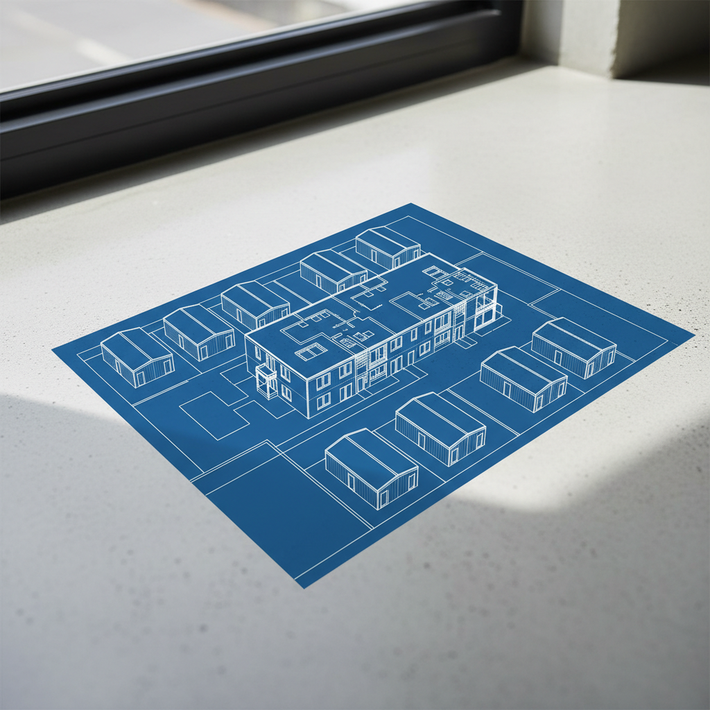 Maximizing Property Potential: California ADU Density Bonuses Explained — Architectural drawing or 3D render showing a multi-unit property layout, highlighting