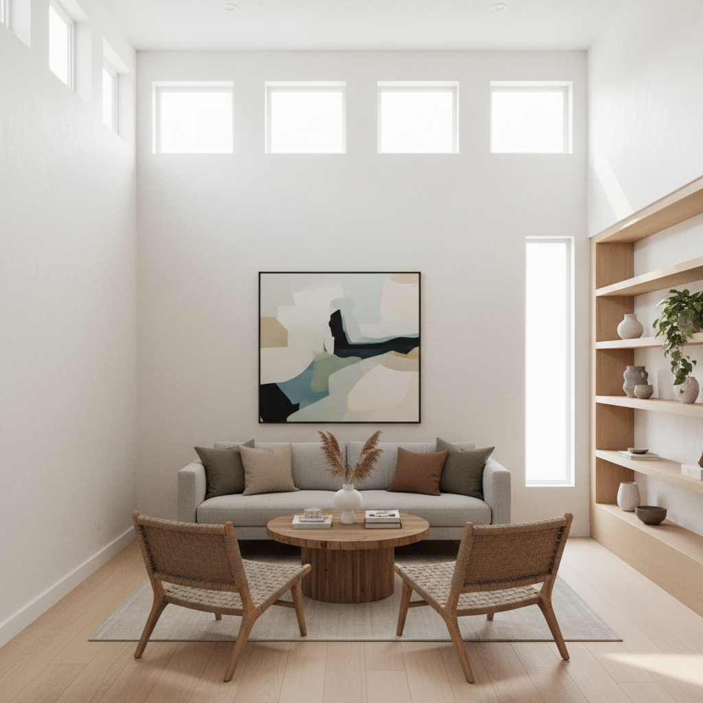18. How to Orient Your ADU on the Lot for Privacy and Natural Light — An interior shot of an ADU living room filled with soft, diffused natural light coming fro