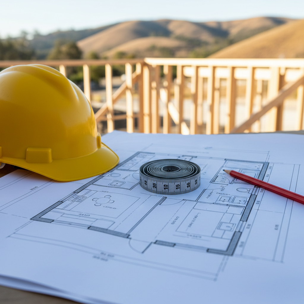 Unlock Productivity: Your Ultimate ADU Home Office Guide — An architectural blueprint or 3D rendering of an ADU floor plan for an office, overlaid with subtle c