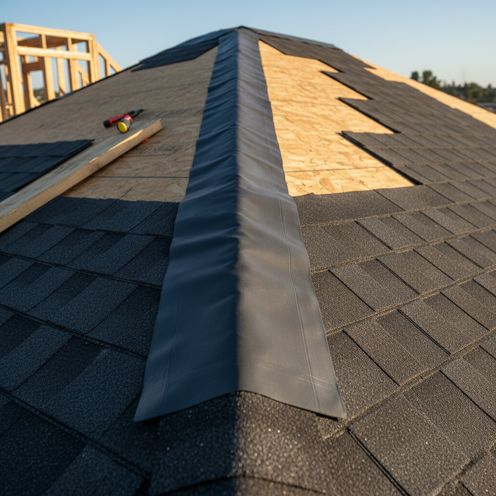 ADU Roof Underlayment: Your California Guide — An ADU roof section featuring a professionally installed self-adhered underlayment in a critical area like a roof